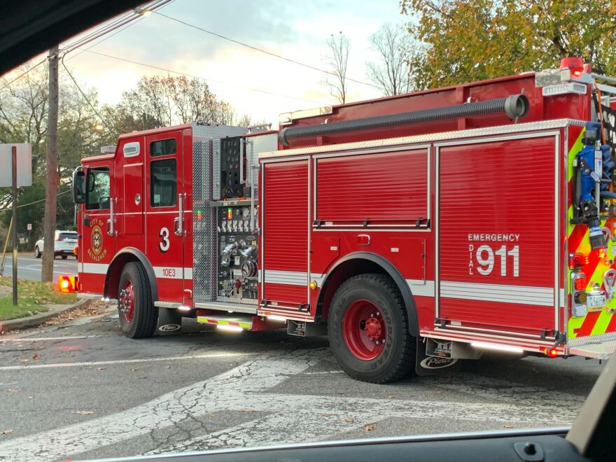 Fire truck at the evacuation site