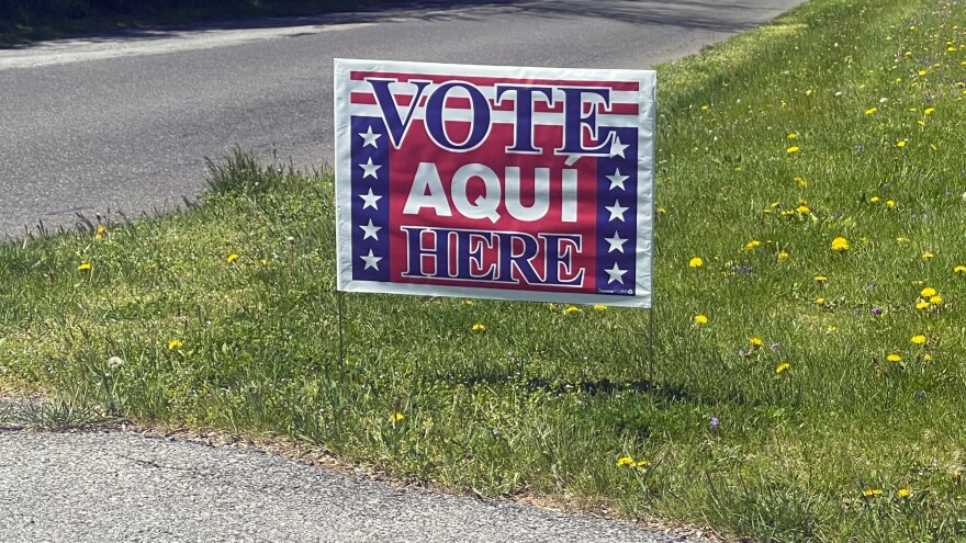 Vote here sign