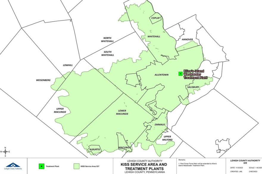 Kline’s Island Sewer System regional wastewater plan map