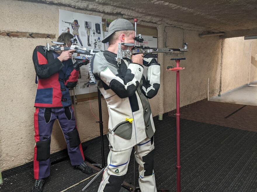 Lake practicing standing standing smallbore at Ontelaunee
