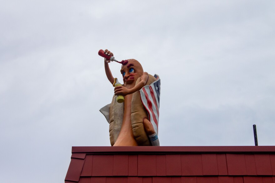 Yocco hotdog statue