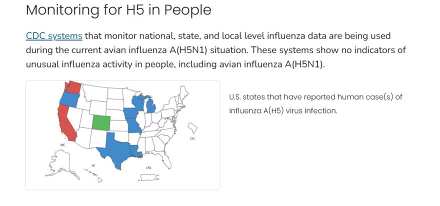 CDC H5N1 people map