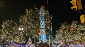 Centre Square tree lights peace candle