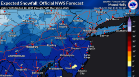Expected snowfall through Thursday