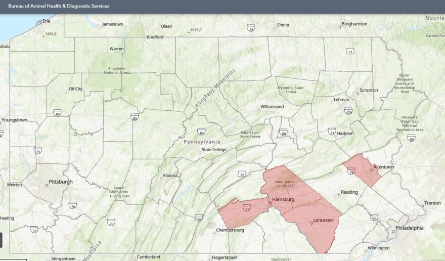 HPAI map: Bureau of Animal Health & Diagnostic Services map HPAI