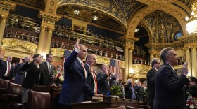 Legislators of the Pennsylvania House of Representatives are sworn-in, Tuesday, Jan. 3, 2023, at the state Capitol in Harrisburg, Pa. The ceremony marks the convening of the 2023-2024 legislative session of the General Assembly of Pennsylvania.