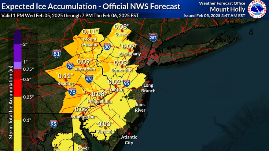 Expected ice accumulation