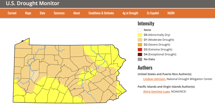 U.S. Drought Monitor map for Pennsylvania issued June 8, 2023