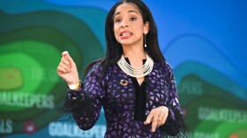 Ndidi Nwuneli speaks at the 2022 Goalkeepers Global Goals Awards, hosted by the Bill & Melinda Gates Foundation in New York City. The event recognizes the work of those who help advance the U.N.'s Sustainable Development Goals in their communities and around the world.