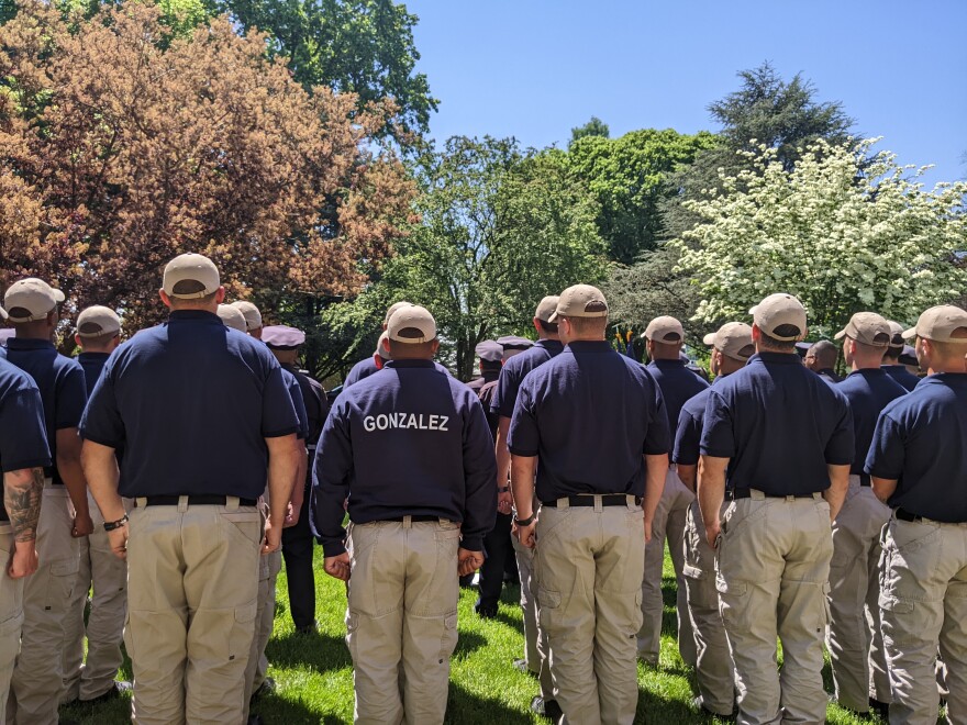 Officers Line Up at Award Memorial
