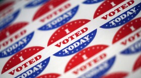 Vote stickers are seen at a satellite election office at Temple University's Liacouras Center, Tuesday, Sept. 29, 2020, in Philadelphia.