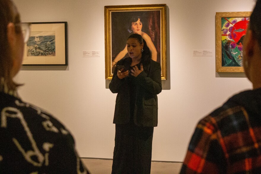 Poet 'Lisbeth' performing at the Allentown Art Museum, Jan. 20, 2025.