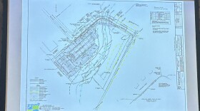 A rough blueprint of the project plans at 3498 Portland Street