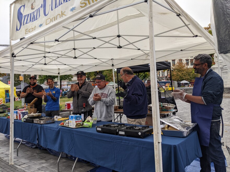 Easton Mayor Sal Panto, Allentown Mayor Matt Tuerk and Philipsburg Mayor Todd M. Tersigni were part of a 3 Mayors Cook Off at Garlic Fest.