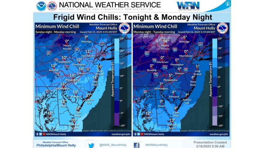 NWS wind chill Feb. 16, 2025